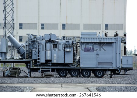 Electrical power transformer in high voltage substation.(Mobile transformer)