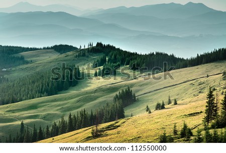 beautiful landscape of Carpathian Mountains. sunset / sunrise