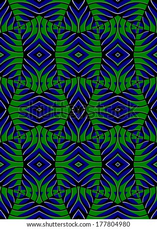 Blue and green abstract symmetrical pattern