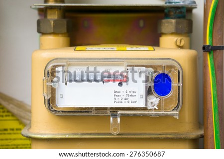 Gas meter installation closeup