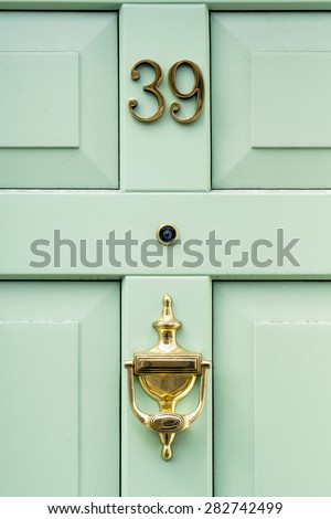 Door number 39 thirty nine vertical image closeup