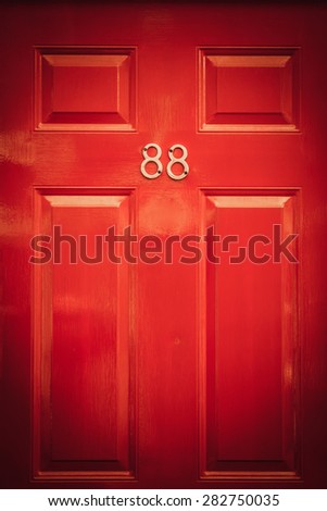 Door number 88 eighty eight reflective surface vignette effect