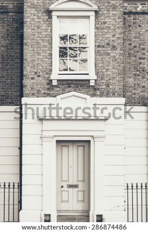 View of a terraced house - Architectural details in Cambridge, England