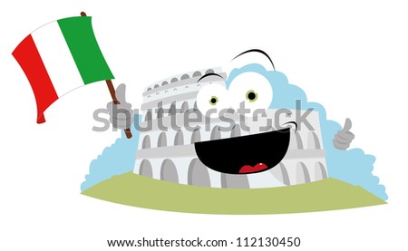 A Vector Cartoon Representing A Funny Colosseum Holding An ...
