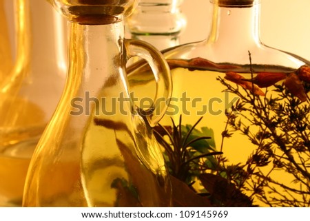 Kitchen bottles filled with oils