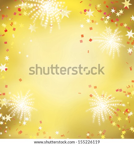 Firework celebration golden background. Celebrating golden and red theme for festival and holiday