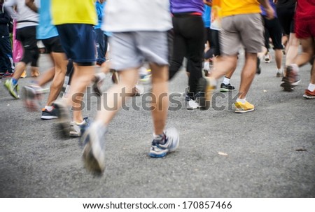 marathon start, shoes runner no face