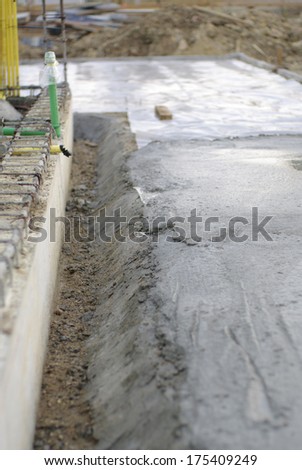 wet concrete in construction process