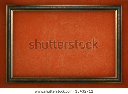 worn photo frame with golden lines. isolated. clipping path included
