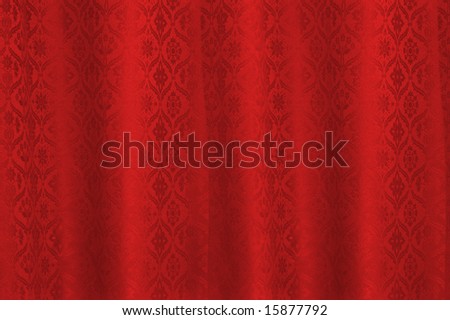 Red victorian curtain. smart antique background