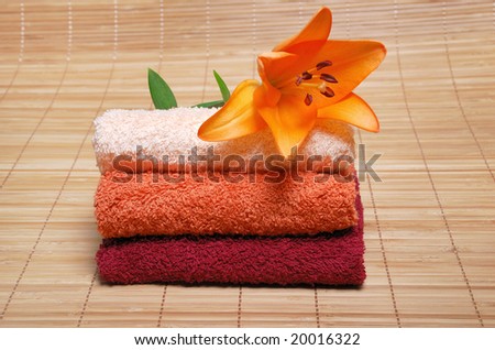 delicate towels for spa therapy. bathroom still-life decoration.