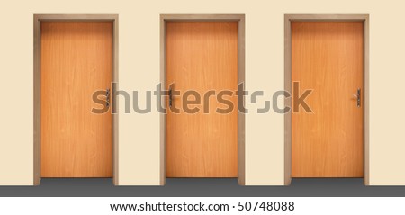 three wooden doors.  office interior