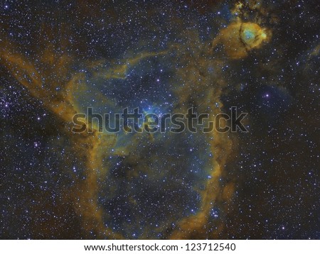 The Heart Nebula, IC 1805, Sh2-190, lies some 7500 light years away from Earth and is located in the Perseus Arm of the Galaxy in the constellation Cassiopeia.