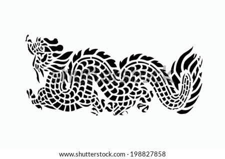 Black dragon on white background