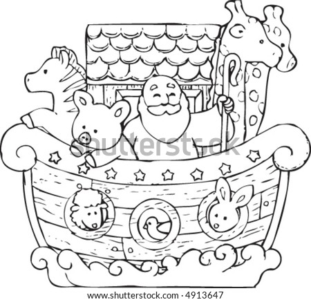Noah Coloring on Noah S Ark Illustrated In Child Friendly Cartoon Style  Stock Vector