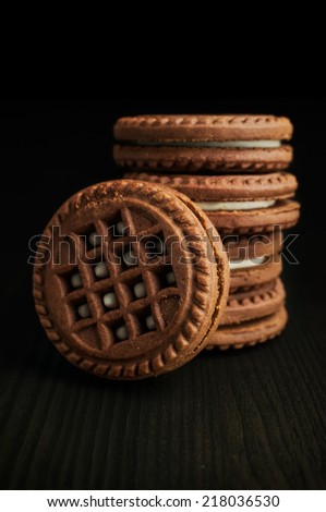 cocoa cookies on dark background