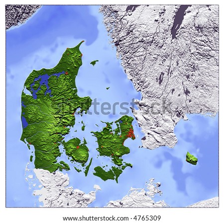 Map Of France With Cities And Rivers. stock photo : 3D Relief Map of