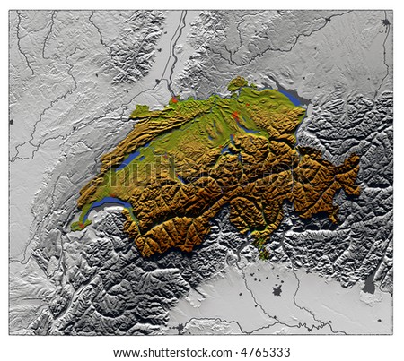 map of germany with cities and rivers. stock photo : 3D Relief Map of