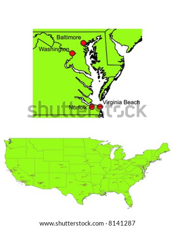 map of usa with cities. stock vector : USA vector map.