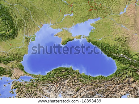 map of russia and surrounding countries. Shaded relief map with major