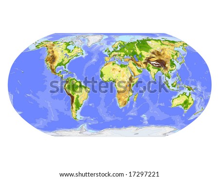 World Physical  on World Physical Vector Map  Robinson Projection  Centered On Africa