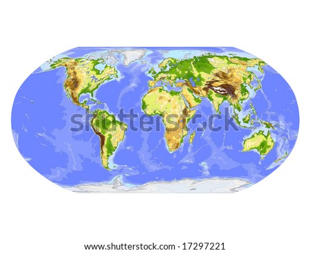 World Physical on World Physical Vector Map Robinson Projection Centered On Africa