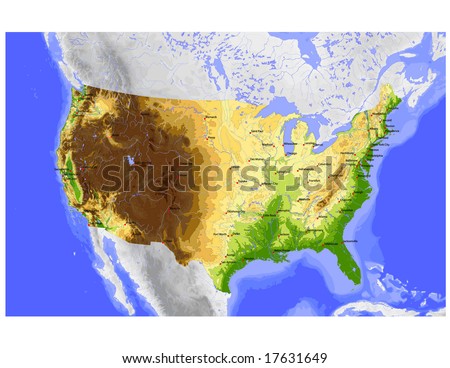 map of usa with states and capitals. stock vector : USA. Vector map