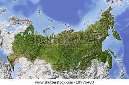map of russian federation. Shaded relief map of Russian