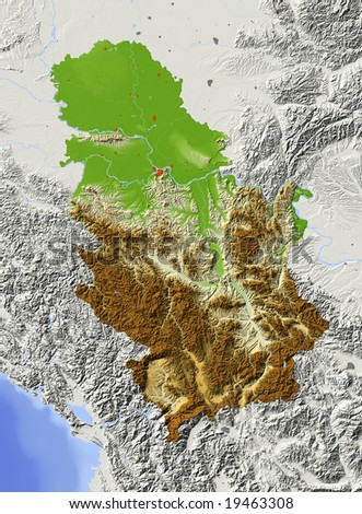 Kosovo). Shaded relief map