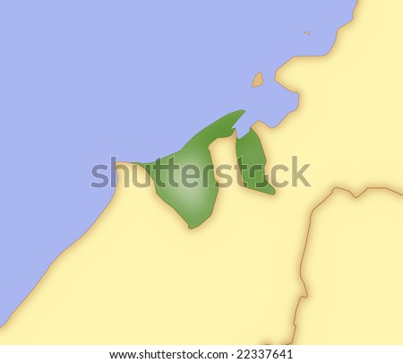 stock photo : Map of Brunei, with borders of surrounding countries.