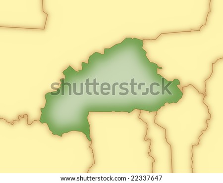 Map Of Morocco And Surrounding Countries. stock photo : Map of Burkina Faso, with borders of surrounding countries.