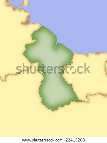 Map Of Morocco And Surrounding Countries. stock photo : Map of Guyana, with borders of surrounding countries.