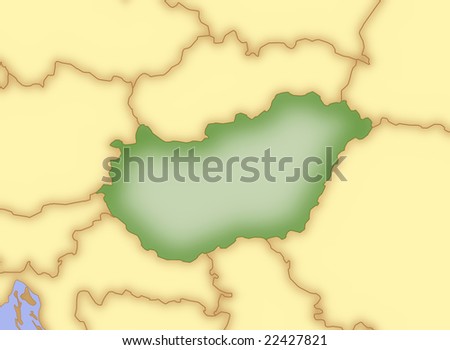 Map of Hungary, with borders of 