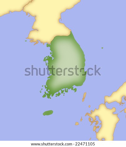 Map of South Korea, with borders of 