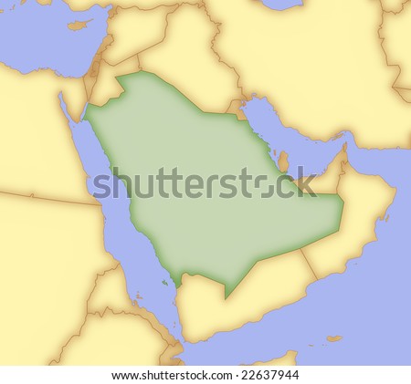 physical map of kuwait. map of kuwait and surrounding