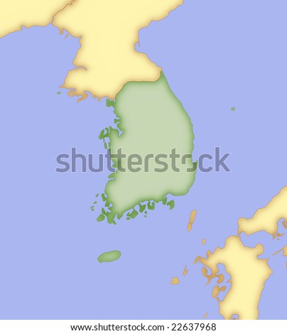 Map of South Korea, with borders of 