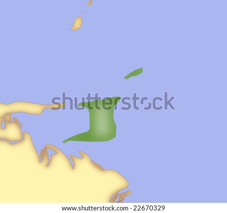 stock photo : Map of Trinidad and Tobago, with borders of surrounding 