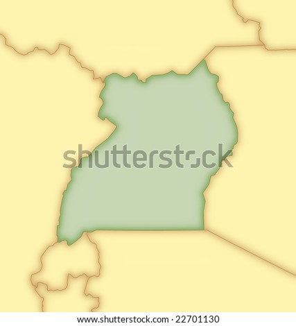 Map of Uganda, with borders of 