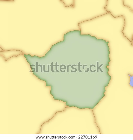 Map of Zimbabwe, with borders of 