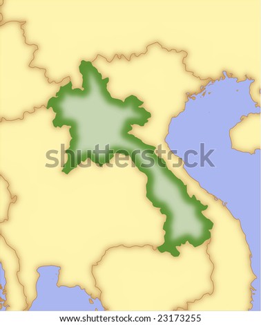 Laos, vector map, with borders of 