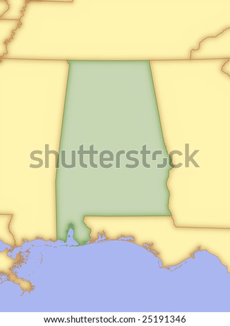 stock photo : Map of Alabama, with borders of surrounding states. map of illinois and surrounding states. stock photo : Map of Alabama, with borders of surrounding states.