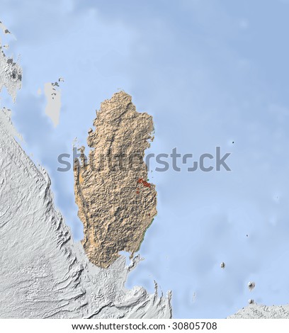 Shaded relief map. Surrounding