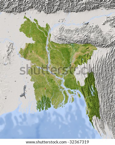 map of bangladesh and surrounding. Shaded relief map. Surrounding