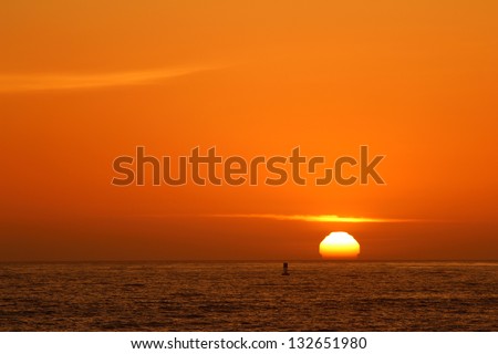California sunset over Pacific Ocean, America, USA