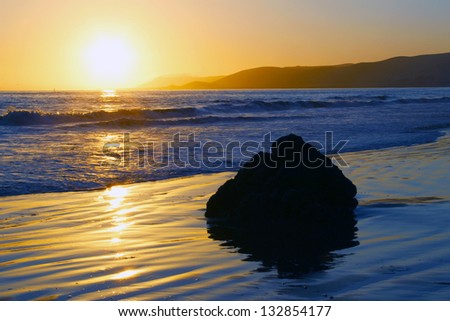 California sunset over Pacific Ocean, USA