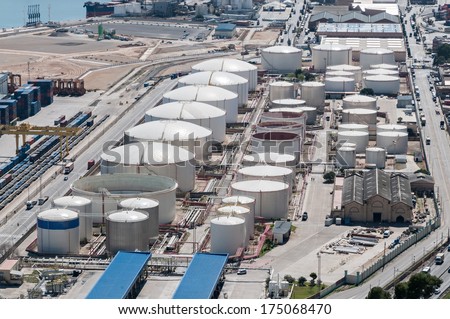 Oil drums in a port