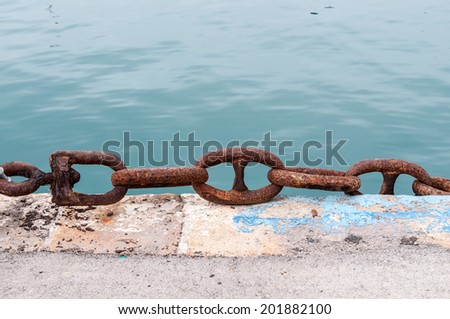 Detail chain mooring a boat