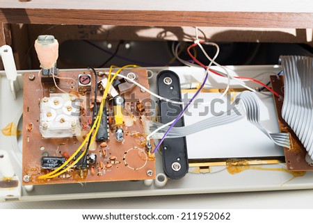 Detail of repairing a clock radio