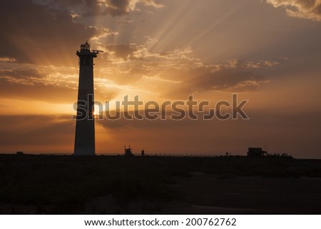 Lighthouse during sunrise in the early morning Fuerteventura, Canary Islands