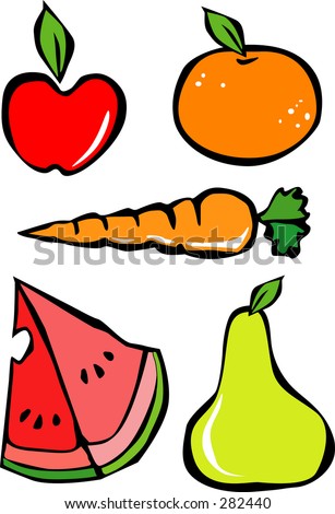 fruits and vegetables pictures. stock vector : Fruits and